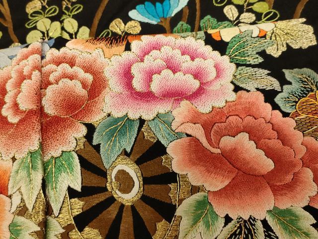 平和屋本店●中国三大刺繍 相良刺繍 お引きずり・お引き摺り・引き振袖 仮絵羽 和装 結婚式 舞妓 芸妓 芸者 衣装 金糸 逸品 AABK8397fw