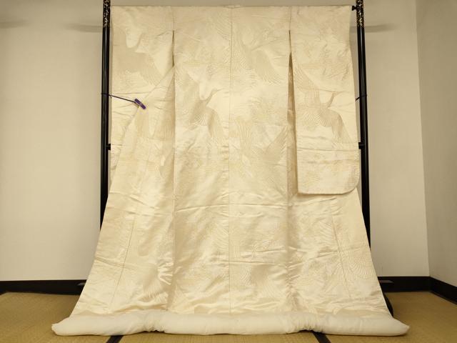 平和屋本店●白打掛　白無垢　和装　婚礼　結婚式　花嫁　神社挙式　唐織　飛鶴草花地紋　逸品　AABK8400fw