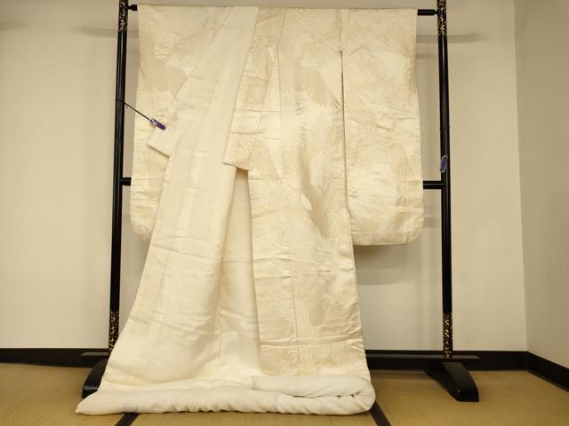 平和屋本店●白打掛　白無垢　和装　婚礼　結婚式　花嫁　神社挙式　唐織　飛鶴草花地紋　逸品　AABK8400fw