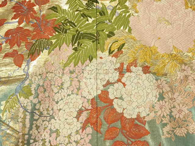 平和屋本店●色打掛　和装　婚礼　結婚式　花嫁　神社挙式　唐織　四季百花流水文　牡丹　金銀糸　逸品　AABK8404fw