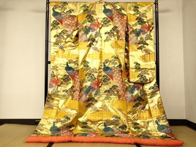 平和屋本店●色打掛　和装　婚礼　結婚式　花嫁　神社挙式　唐織　孔雀雲取り松文　金糸　逸品　AABK8407fw