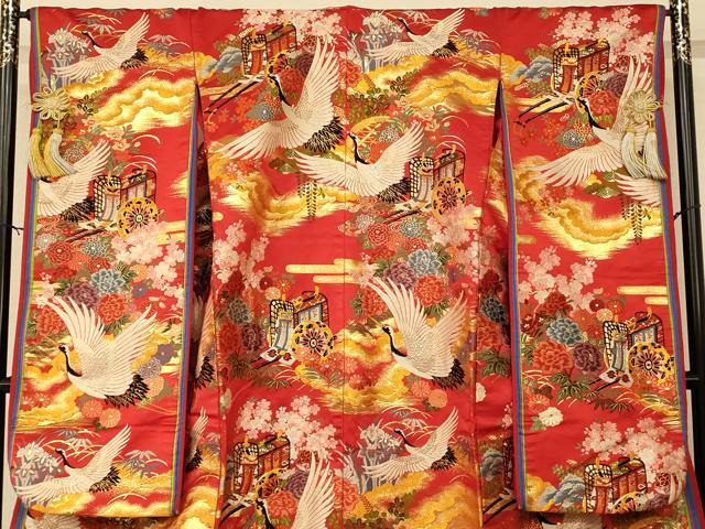 平和屋本店●色打掛　和装　婚礼　結婚式　花嫁　神社挙式　唐織　飛鶴御所車松竹梅文　金銀糸　逸品　AABK8408fw