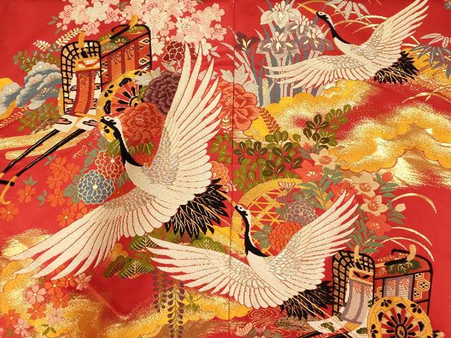 平和屋本店●色打掛　和装　婚礼　結婚式　花嫁　神社挙式　唐織　飛鶴御所車松竹梅文　金銀糸　逸品　AABK8408fw