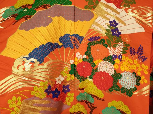 平和屋本店●色打掛　和装　婚礼　結婚式　花嫁　神社挙式　唐織　扇子草花松文　金糸　逸品　AABK8409fw