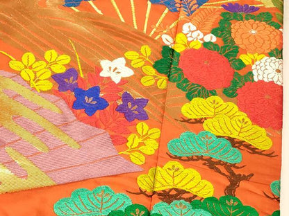 平和屋本店●色打掛　和装　婚礼　結婚式　花嫁　神社挙式　唐織　扇子草花松文　金糸　逸品　AABK8409fw