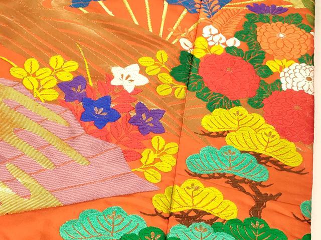 平和屋本店●色打掛　和装　婚礼　結婚式　花嫁　神社挙式　唐織　扇子草花松文　金糸　逸品　AABK8409fw