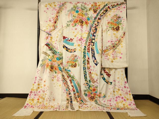 平和屋本店●中国三大刺繍 相良刺繍 手刺繍 色打掛 仮絵羽 和装 婚礼 結婚式 花嫁 神社挙式 駒刺繍 金糸 銀通し地 逸品 AABK8411fw