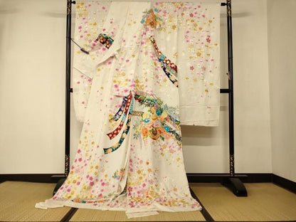 平和屋本店●中国三大刺繍 相良刺繍 手刺繍 色打掛 仮絵羽 和装 婚礼 結婚式 花嫁 神社挙式 駒刺繍 金糸 銀通し地 逸品 AABK8411fw