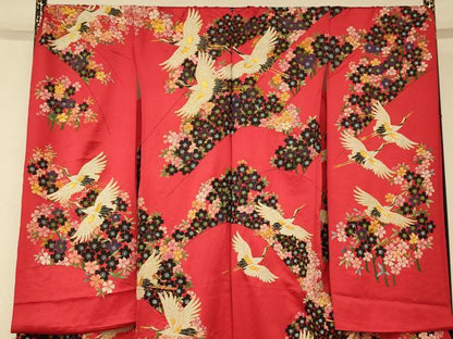平和屋本店●中国三大刺繍 相良刺繍 手刺繍 色打掛 仮絵羽 和装 婚礼 結婚式 花嫁 神社挙式 駒刺繍 飛鶴草花文 金糸 逸品 AABK8412fw