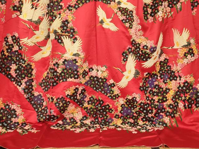 平和屋本店●中国三大刺繍 相良刺繍 手刺繍 色打掛 仮絵羽 和装 婚礼 結婚式 花嫁 神社挙式 駒刺繍 飛鶴草花文 金糸 逸品 AABK8412fw