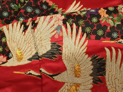 平和屋本店●中国三大刺繍 相良刺繍 手刺繍 色打掛 仮絵羽 和装 婚礼 結婚式 花嫁 神社挙式 駒刺繍 飛鶴草花文 金糸 逸品 AABK8412fw