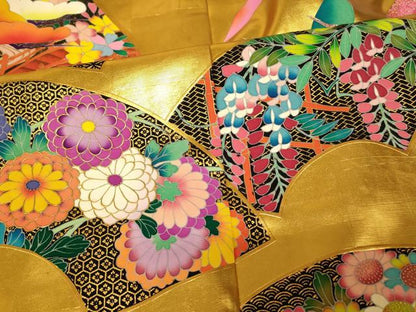 平和屋本店●本手描友禅作家　秋山章　色打掛　和装　婚礼　結婚式　花嫁　神社挙式　飛鶴地紙風景文　金銀彩　逸品　AABK8413fw