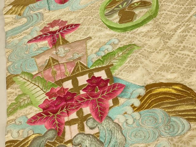 平和屋本店●色打掛　和装　婚礼　結婚式　花嫁　神社挙式　総刺繍　花鳥渡り舟文　金銀糸　逸品　AABK8414fw