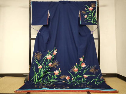 平和屋本店●お引きずり・お引き摺り　訪問着　和装　舞台　舞妓　芸妓　芸者　衣装　草花文　金彩　AABK8416fw