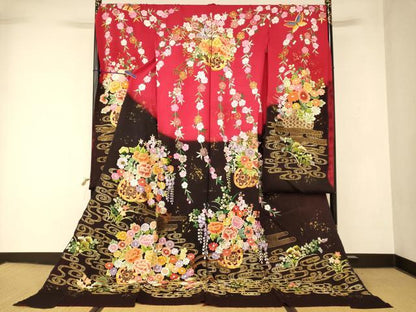 平和屋本店●中国三大刺繍 相良刺繍 お引きずり・お引き摺り・引き振袖 仮絵羽 和装 結婚式 舞妓 芸妓 芸者 衣装 駒刺繍 逸品 AABK8418fw