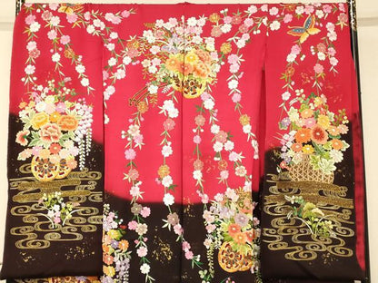 平和屋本店●中国三大刺繍 相良刺繍 お引きずり・お引き摺り・引き振袖 仮絵羽 和装 結婚式 舞妓 芸妓 芸者 衣装 駒刺繍 逸品 AABK8418fw