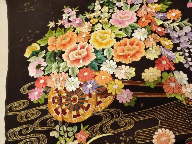 平和屋本店●中国三大刺繍 相良刺繍 お引きずり・お引き摺り・引き振袖 仮絵羽 和装 結婚式 舞妓 芸妓 芸者 衣装 駒刺繍 逸品 AABK8418fw