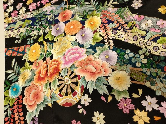 平和屋本店●中国三大刺繍 相良刺繍 お引きずり・お引き摺り・引き振袖 仮絵羽 和装 結婚式 舞妓 芸妓 芸者 衣装 駒刺繍 逸品 AABK8419fw