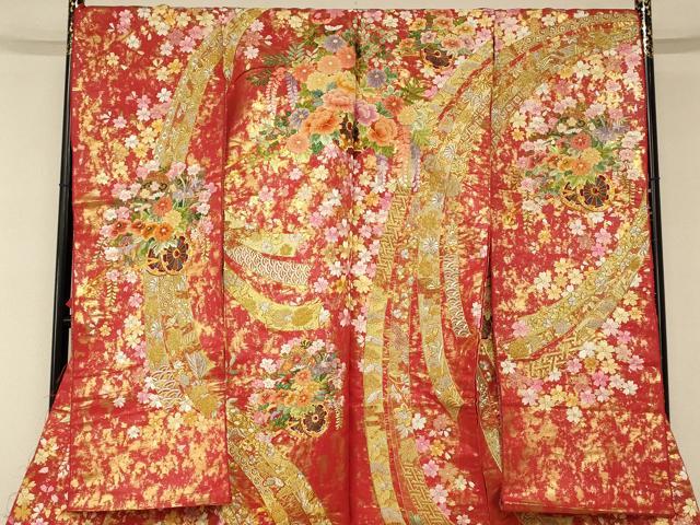 平和屋本店●中国三大刺繍　相良刺繍 手刺繍　色打掛　仮絵羽　和装　婚礼　結婚式 花嫁 神社挙式 駒刺繍 金銀糸 金通し地 逸品 AABK8421fw