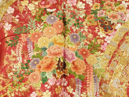 平和屋本店●中国三大刺繍　相良刺繍 手刺繍　色打掛　仮絵羽　和装　婚礼　結婚式 花嫁 神社挙式 駒刺繍 金銀糸 金通し地 逸品 AABK8421fw