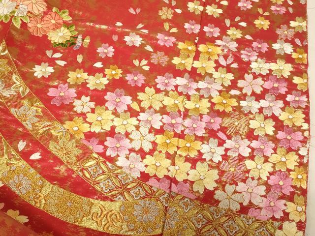 平和屋本店●中国三大刺繍　相良刺繍 手刺繍　色打掛　仮絵羽　和装　婚礼　結婚式 花嫁 神社挙式 駒刺繍 金銀糸 金通し地 逸品 AABK8421fw