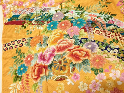 平和屋本店●中国三大刺繍 相良刺繍 手刺繍 色打掛 仮絵羽 和装 婚礼 結婚式 花嫁 神社挙式 駒刺繍 飛鶴花車熨斗文 金糸 逸品 AABK8422fw