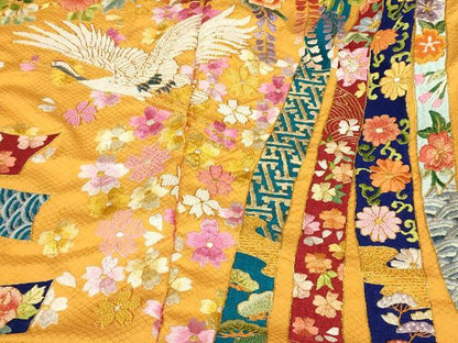 平和屋本店●中国三大刺繍 相良刺繍 手刺繍 色打掛 仮絵羽 和装 婚礼 結婚式 花嫁 神社挙式 駒刺繍 飛鶴花車熨斗文 金糸 逸品 AABK8422fw