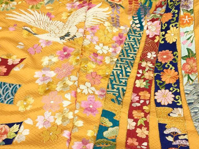 平和屋本店●中国三大刺繍 相良刺繍 手刺繍 色打掛 仮絵羽 和装 婚礼 結婚式 花嫁 神社挙式 駒刺繍 飛鶴花車熨斗文 金糸 逸品 AABK8422fw