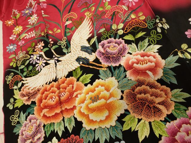 平和屋本店●中国三大刺繍 相良刺繍 手刺繍 色打掛 仮絵羽 和装 婚礼 結婚式 花嫁 神社挙式 駒刺繍 飛鶴草花文 金銀糸 逸品 AABK8424fw