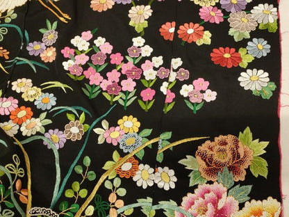 平和屋本店●中国三大刺繍 相良刺繍 手刺繍 色打掛 仮絵羽 和装 婚礼 結婚式 花嫁 神社挙式 駒刺繍 飛鶴草花文 金銀糸 逸品 AABK8424fw