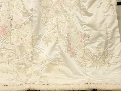 平和屋本店●白打掛　白無垢　和装　婚礼　結婚式　花嫁　神社挙式　刺繍　飛鶴草花文　ラインストーン　逸品　AABK8426fw