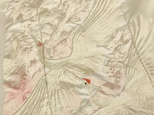平和屋本店●白打掛　白無垢　和装　婚礼　結婚式　花嫁　神社挙式　刺繍　飛鶴草花文　ラインストーン　逸品　AABK8426fw