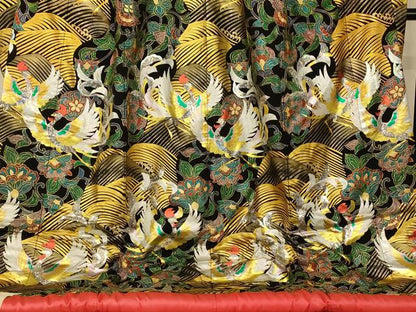 平和屋本店●本手描友禅作家　秋山章　色打掛　和装　婚礼　結婚式　花嫁　神社挙式　鳳凰更紗花立波文　黒地　金銀彩　逸品　AABK8427fw