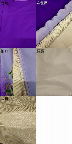 平和屋本店●お引きずり・お引き摺り　訪問着　和装　舞台　舞妓　芸妓　芸者　衣装　四季花丸文　笹竹　暈し染め　金彩　逸品　AABK8428fw