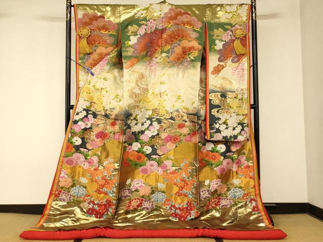 平和屋本店●YUKI TORII　鳥居ユキ　色打掛　和装　婚礼　結婚式　花嫁　神社挙式　唐織　花光琳水　暈し染め　金糸　逸品　AABK8429fw