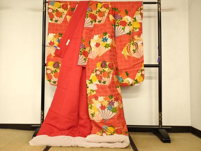 平和屋本店●色打掛　和装　婚礼　結婚式　花嫁　神社挙式　唐織　扇子四季　草花文　金銀糸　逸品　AABK8431fw