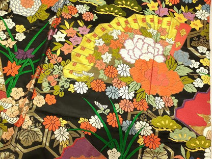 平和屋本店●色打掛　和装　婚礼　結婚式　花嫁　神社挙式　唐織　扇子松竹梅文　黒地　金糸　逸品　AABK8434fw