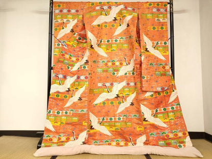 平和屋本店●色打掛　和装　婚礼　結婚式　花嫁　神社挙式　唐織　飛鶴松竹梅文　金銀糸　逸品　AABK8438fw