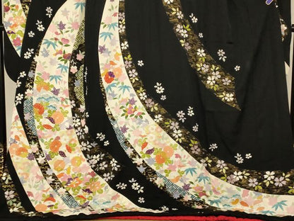平和屋本店●お引きずり・お引き摺り・引き振袖 和装 結婚式 舞妓 芸妓 芸者 駒刺繍 松竹梅熨斗吉祥文 黒地 金糸 金彩 逸品 AABK8439fw