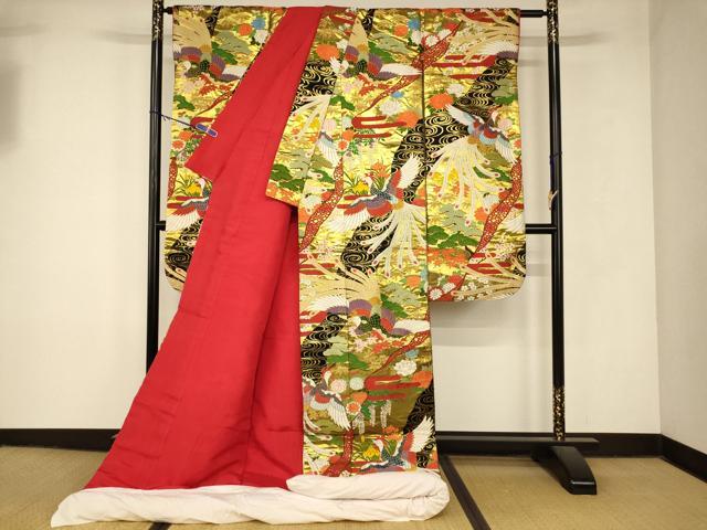平和屋本店●色打掛　和装　婚礼　結婚式　花嫁　神社挙式　唐織　鳳凰松竹梅文　金糸　逸品　AABK8442fw