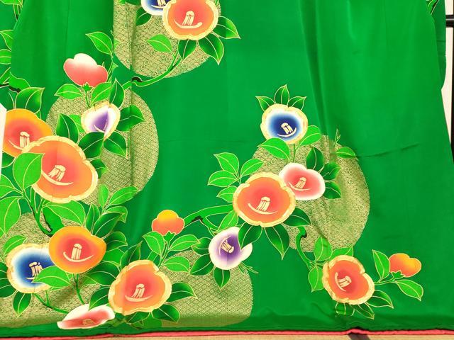 平和屋本店●お引きずり・お引き摺り・引き振袖 和装 結婚式 舞妓 芸妓 芸者 衣装 手描き 駒刺繍 枝花丸文 金糸 金彩 逸品 AABK8443fw