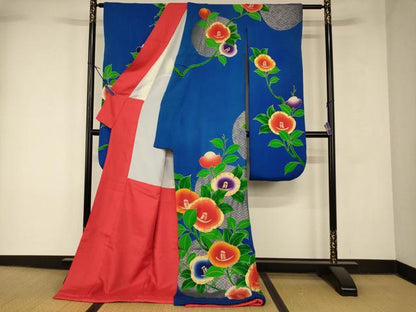平和屋本店●お引きずり・お引き摺り・引き振袖 和装 結婚式 舞妓 芸妓 芸者 衣装 手描き 駒刺繍 枝花丸文 金糸 金銀彩 逸品 AABK8444fw