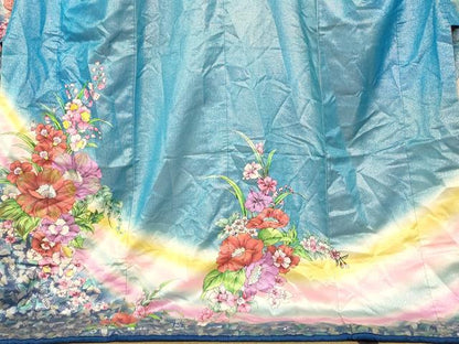 平和屋本店●お引きずり・お引き摺り・引き振袖 和装 結婚式 舞妓 芸妓 芸者 衣装 草花舞蝶文 暈し染め 銀彩 銀通し地 逸品 AABK8448fw