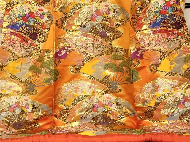 平和屋本店●色打掛　和装　婚礼　結婚式　花嫁　神社挙式　唐織　扇子花車松竹梅文　金糸　逸品　AABK8450fw