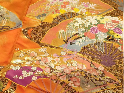 平和屋本店●色打掛　和装　婚礼　結婚式　花嫁　神社挙式　唐織　扇子花車松竹梅文　金糸　逸品　AABK8450fw