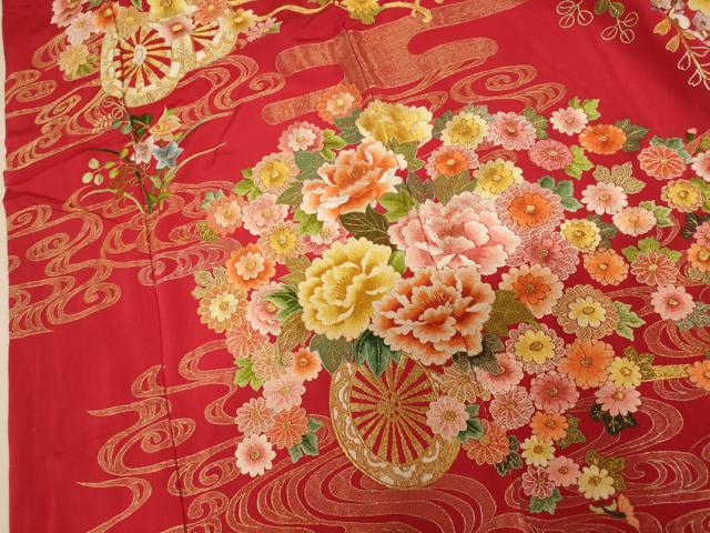 平和屋本店●中国三大刺繍 相良刺繍 スワトウ刺繍 汕頭刺繍 お引きずり・お引き摺り・引き振袖 舞妓 芸妓 芸者 金銀糸 逸品 AABK8455fw
