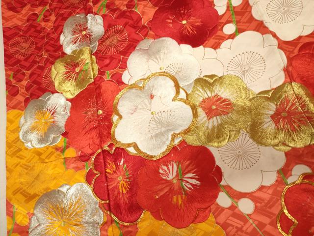 平和屋本店●お引きずり・お引き摺り・引き振袖 和装 結婚式 舞妓 芸妓 芸者 衣装 手描き 駒刺繍 枝垂れ梅文 金彩 金銀糸 逸品 AABK8456fw
