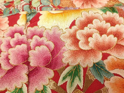 平和屋本店●中国三大刺繍 相良刺繍 お引きずり・お引き摺り・引き振袖 仮絵羽 和装 結婚式 舞妓 芸妓 芸者 衣装 金銀糸 逸品 AABK8457fw