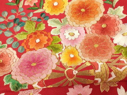 平和屋本店●中国三大刺繍 相良刺繍 お引きずり・お引き摺り・引き振袖 仮絵羽 和装 結婚式 舞妓 芸妓 芸者 衣装 金銀糸 逸品 AABK8457fw