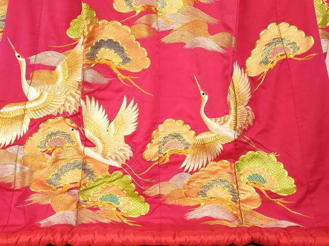 平和屋本店●色打掛　和装　婚礼　結婚式　花嫁　神社挙式　絞り　駒刺繍　飛鶴山重ね松文　金銀糸　逸品　AABK8459fw